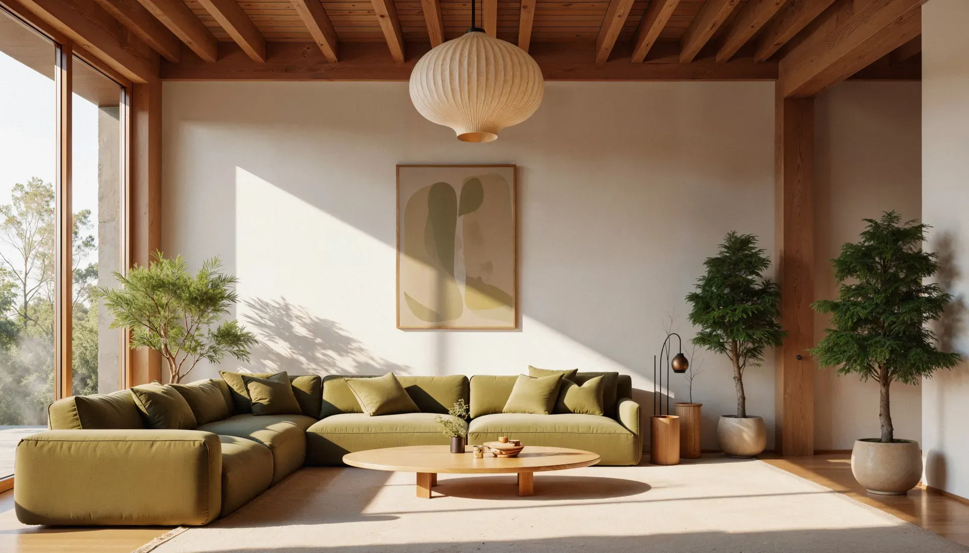Modern Cozy Living Room With Natural Light Plants